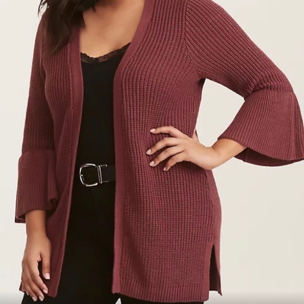Torrid Plum Bell Sleeve Open Cardigan 3x
